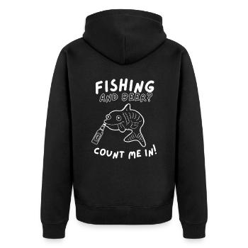 La pêche et la bière? Comptez sur moi! Pêche et bière - Veste à capuche bio Premium Unisexe - noir - Dos - Nico (187cm)