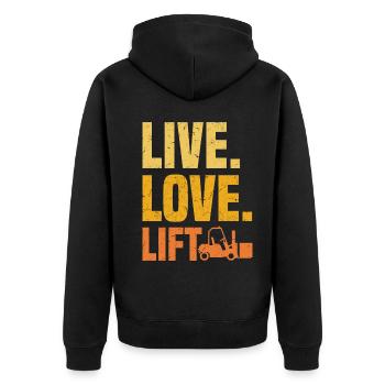 Forklift driver - Unisex Premium Organic Zip Hoodie - black - Back - Nico (187cm)