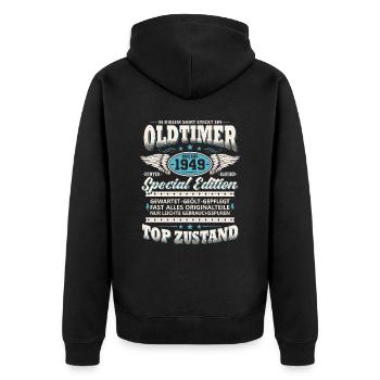 Oldtimer Baujahr 1949 Jahrgang Geburtstag Geschenk - Unisex Premium Bio Zip Hoodie - Schwarz - Hinten - Nico (187cm)