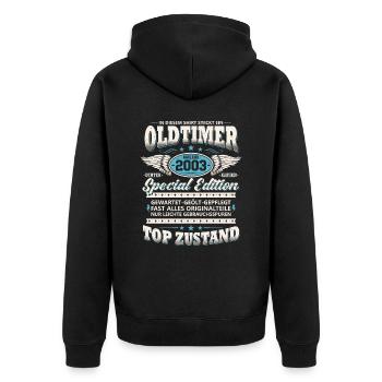 Oldtimer Baujahr 2003 Jahrgang Geburtstag Geschenk - Unisex Premium Bio Zip Hoodie - Schwarz - Hinten - Nico (187cm)