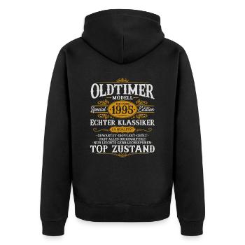 Oldtimer Baujahr 1995 Jahrgang Geburtstag Geschenk - Unisex Premium Bio Zip Hoodie - Schwarz - Hinten - Nico (187cm)
