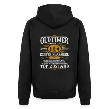Oldtimer Baujahr 1994 Jahrgang Geburtstag Geschenk - Unisex Premium Bio Zip Hoodie - Schwarz - Hinten - Nico (187cm)