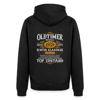 Oldtimer Baujahr 1959 Jahrgang Geburtstag Geschenk - Unisex Premium Bio Zip Hoodie - Schwarz - Hinten - Nico (187cm)
