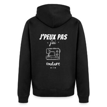 Ich kann nicht nähen - Unisex Premium Bio Zip Hoodie - Schwarz - Hinten - Nico (187cm)