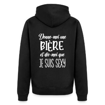 Donne-moi une bière - Veste à capuche bio Premium Unisexe - noir - Dos - Nico (187cm)