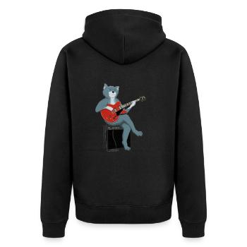 CAT PLAYS THE BLUES - cat playing guitar - Unisex Premium Organic Zip Hoodie - black - Back - Nico (187cm)