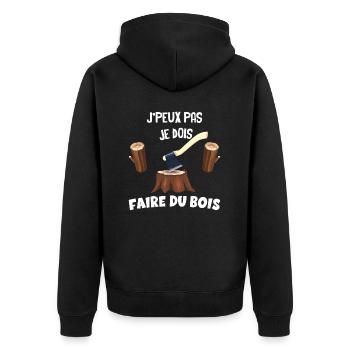 Ma Hache Mon Bois Mon Plaisir - Veste à capuche bio Premium Unisexe - noir - Dos - Nico (187cm)