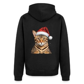 Weihnachten Bengalkatze - Unisex Premium Bio Zip Hoodie - Schwarz - Hinten - Nico (187cm)
