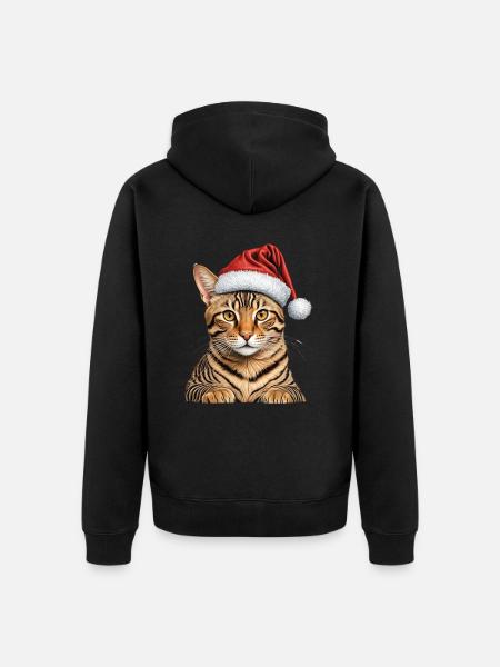 christmas bengal cat - Unisex Premium Organic Zip Hoodie - black