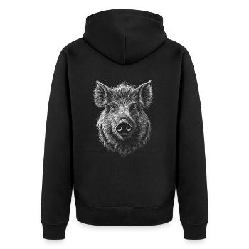 Wild Boar Portrait Boar Wild Animal Forest Animal - Unisex Premium Organic Zip Hoodie - black - Back - Nico (187cm)