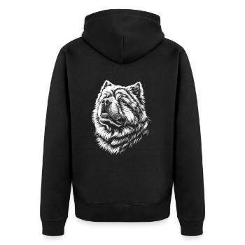 Chow Chow Portrait Chien Chien - Veste à capuche bio Premium Unisexe - noir - Dos - Nico (187cm)