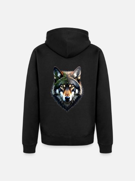 Wolf Head - Unisex Premium Organic Zip Hoodie - black