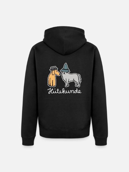 Hütehunde Hunde mit Hut Huetehund - Unisex Premium Bio Zip Hoodie - Schwarz