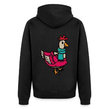 Chicken Hen Crazy Chicken - Unisex Premium Organic Zip Hoodie - black - Back - Nico (187cm)