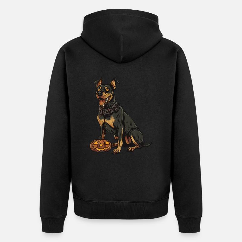 Doberman Chien Halloween Zombie - Veste à capuche bio Premium Unisexe - noir