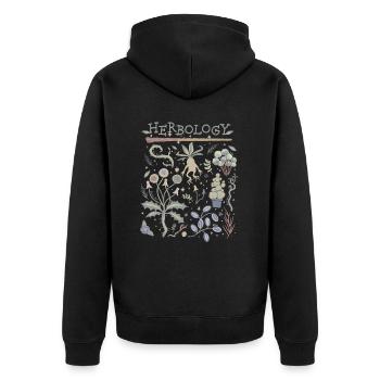 Harry Potter Herbology Botanische Kräuter Design - Unisex Premium Bio Zip Hoodie - Schwarz - Hinten - Nico (187cm)
