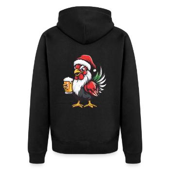 Hahn Weihnachten Bier Lustig - Unisex Premium Bio Zip Hoodie - Schwarz - Hinten - Nico (187cm)