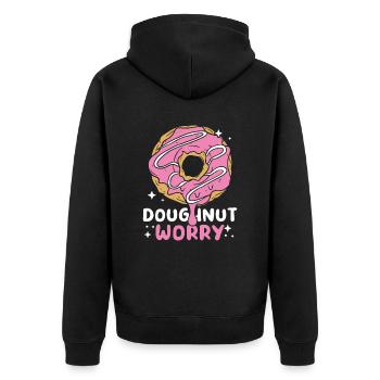 DONUT DOUGHNUT WORRY - Unisex Premium Organic Zip Hoodie - black - Back - Nico (187cm)