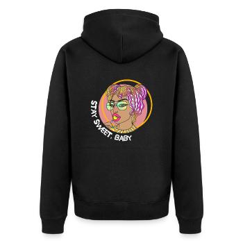 LOLLIPOP GIRL STAY SWEET BABY - Unisex Premium Bio Zip Hoodie - Schwarz - Hinten - Nico (187cm)