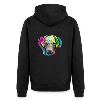Weimaraner in Farbe - Unisex Premium Bio Zip Hoodie - Schwarz - Hinten - Nico (187cm)
