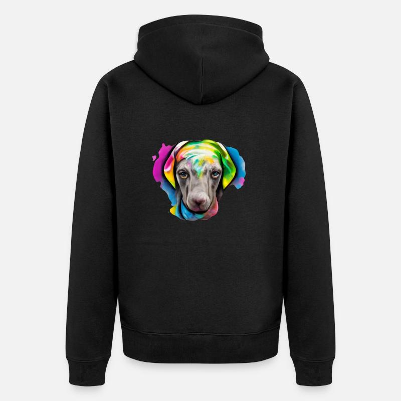 Weimaraner en couleur - Veste à capuche bio Premium Unisexe - noir