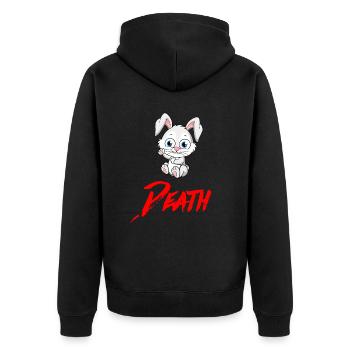 DEATH HASE Halloween Apokalypse Horror Monster - Unisex Premium Bio Zip Hoodie - Schwarz - Hinten - Nico (187cm)