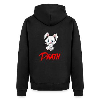 DEATH HASE Halloween Apokalypse Horror Monster - Unisex Premium Bio Zip Hoodie - Schwarz - Hinten - Nico (187cm)