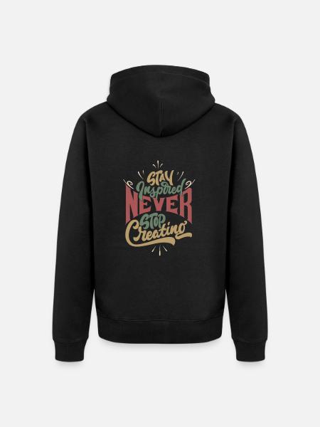 Never Stop Creating, Retro Style - Unisex Premium Organic Zip Hoodie - black