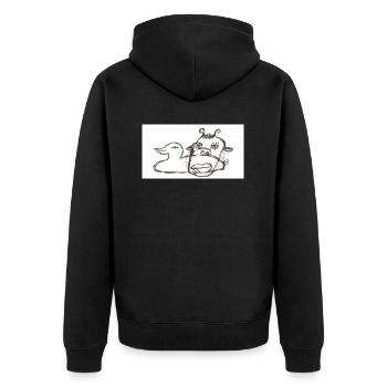 Das Eine im Anderen - Unisex Premium Bio Zip Hoodie - Schwarz - Hinten - Nico (187cm)