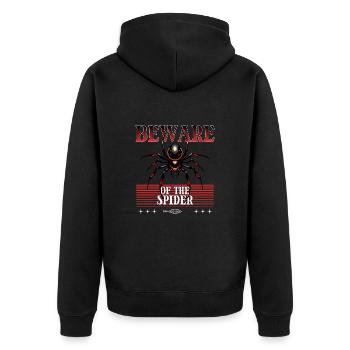 Spinne - Unisex Premium Bio Zip Hoodie - Schwarz - Hinten - Nico (187cm)