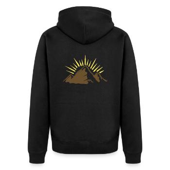 Montagne et soleil - Veste à capuche bio Premium Unisexe - noir - Dos - Nico (187cm)