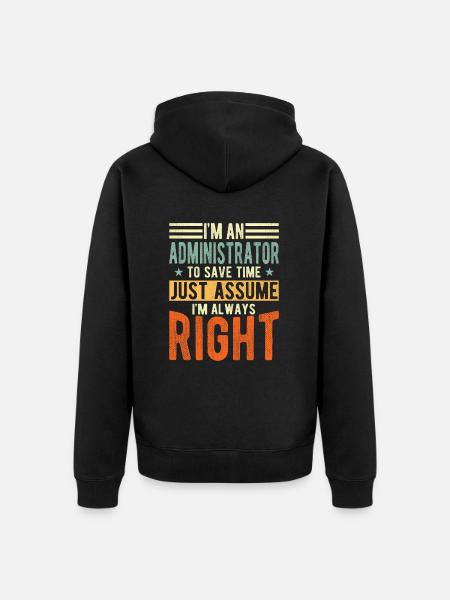 Administrator - Unisex Premium Organic Zip Hoodie - black