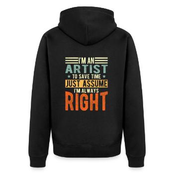Artist - Unisex Premium Organic Zip Hoodie - black - Back - Nico (187cm)