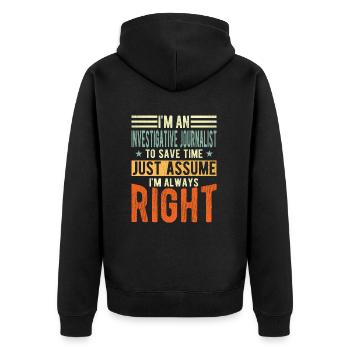 Investigative journalist - Unisex Premium Organic Zip Hoodie - black - Back - Nico (187cm)