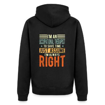 Ergotherapeutin - Unisex Premium Bio Zip Hoodie - Schwarz - Hinten - Nico (187cm)