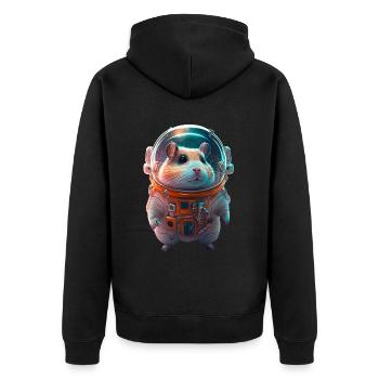 Hamster Astronaut Raumanzug - Unisex Premium Bio Zip Hoodie - Schwarz - Hinten - Nico (187cm)