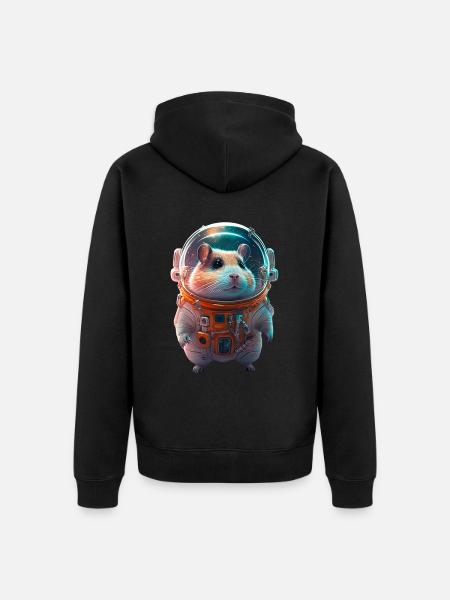 Hamster Astronaut Spacesuit - Unisex Premium Organic Zip Hoodie - black