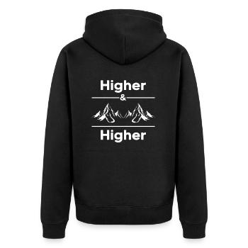 Alpinist Bergsteiger alpin Bergwandern Berg Gipfel - Unisex Premium Bio Zip Hoodie - Schwarz - Hinten - Nico (187cm)