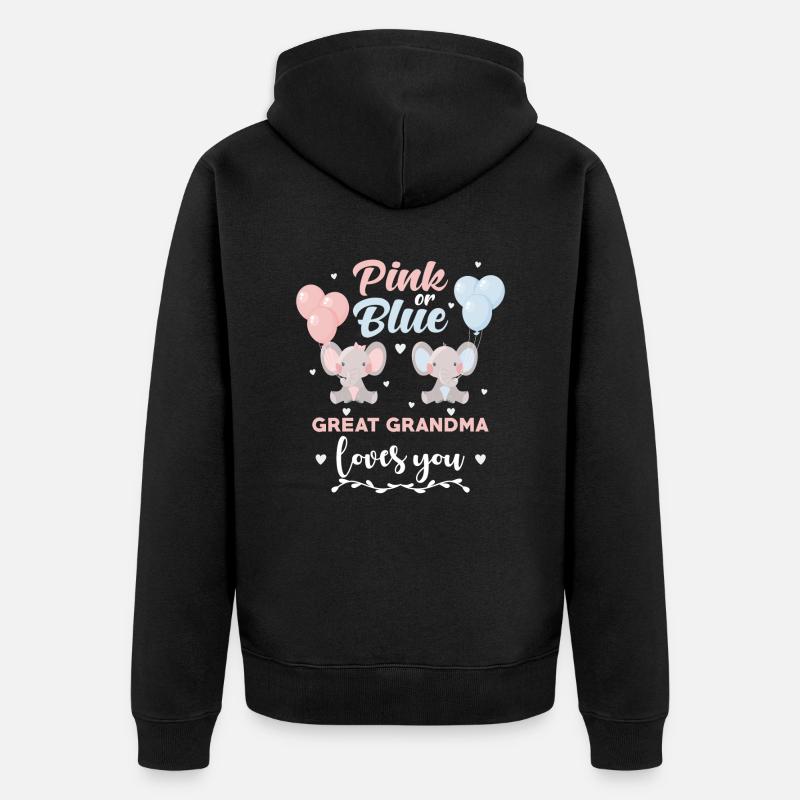Rosa Oder Blauer Urgroßmutter Elefant - Unisex Premium Bio Zip Hoodie - Schwarz
