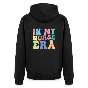 Krankenschwester Retro Groovy In Meiner - Unisex Premium Bio Zip Hoodie - Schwarz - Hinten - Nico (187cm)