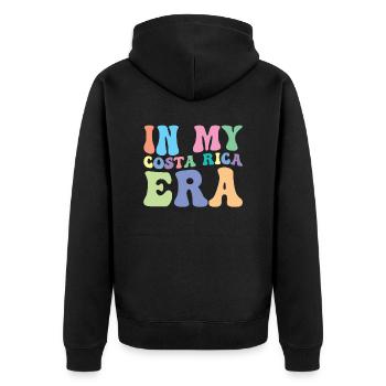 Costa Rica Retro Groovy - Unisex Premium Bio Zip Hoodie - Schwarz - Hinten - Nico (187cm)