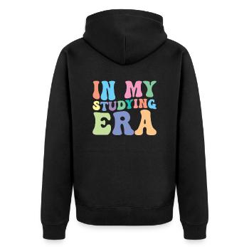 Study Retro Groovy Student - Unisex Premium Organic Zip Hoodie - black - Back - Nico (187cm)