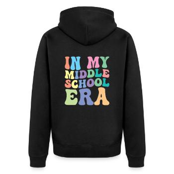 Realschule Retro Groovy Étudiant - Veste à capuche bio Premium Unisexe - noir - Dos - Nico (187cm)