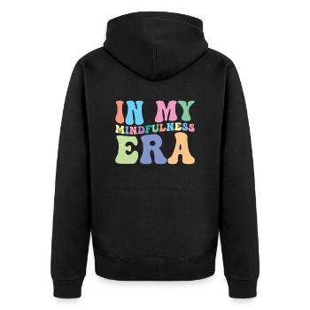 Achtsamkeit Groovy - Unisex Premium Bio Zip Hoodie - Schwarz - Hinten - Nico (187cm)