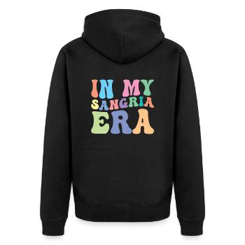 Sangria Retro Groovy In Meiner - Unisex Premium Bio Zip Hoodie - Schwarz - Hinten - Nico (187cm)