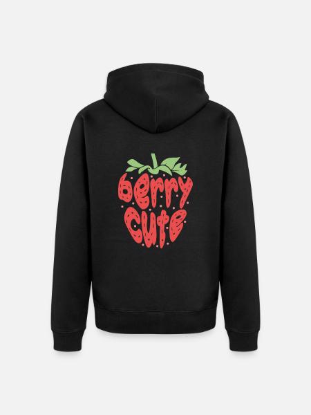 Frucht Fruitarian Erdbeere Beere - Unisex Premium Bio Zip Hoodie - Schwarz