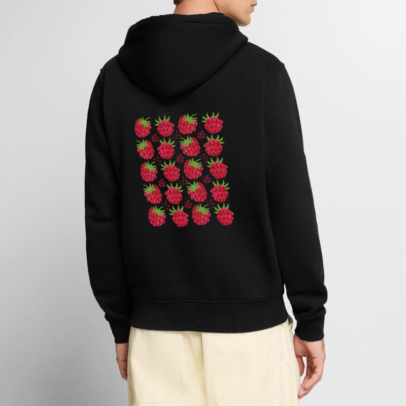 Raspberry Berries Fruit Pattern Unisex Premium Organic Zip Hoodie