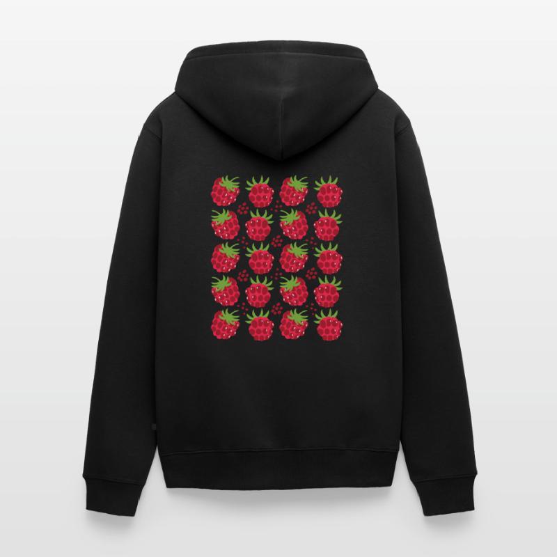 Raspberry Berries Fruit Pattern Unisex Premium Organic Zip Hoodie