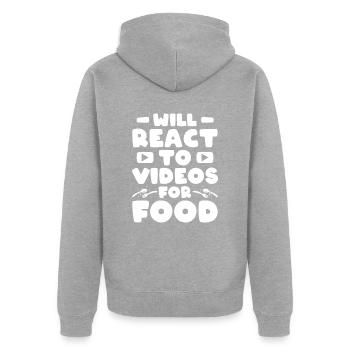 Reaction Streamer Video Reaktion Content Creator - Unisex Premium Organic Zip Hoodie - heather grey - Back - Nico (187cm)