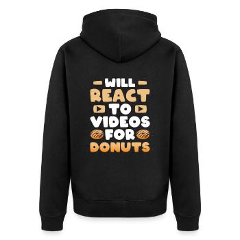 Reaction Streamer Video Reaktion Content Creator - Unisex Premium Organic Zip Hoodie - black - Back - Nico (187cm)